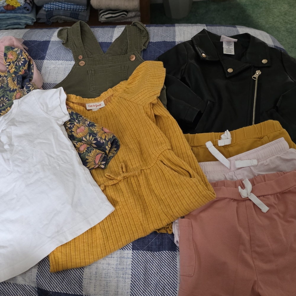 Girls' Clothing Bundle with Mustard Dress and Pink Pants